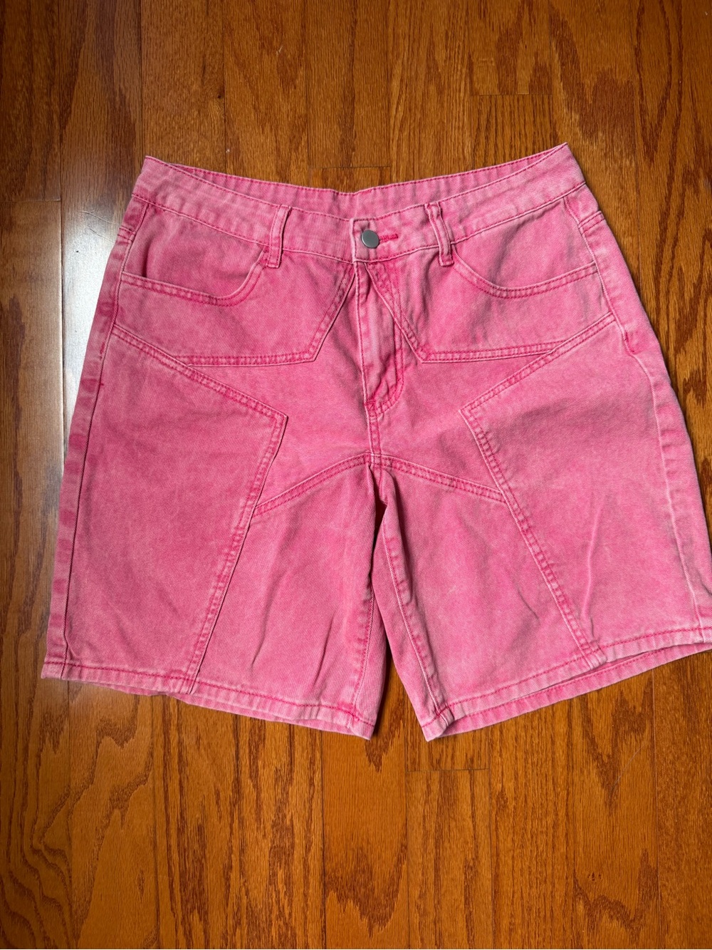Women's Light Red Casual Denim Shorts